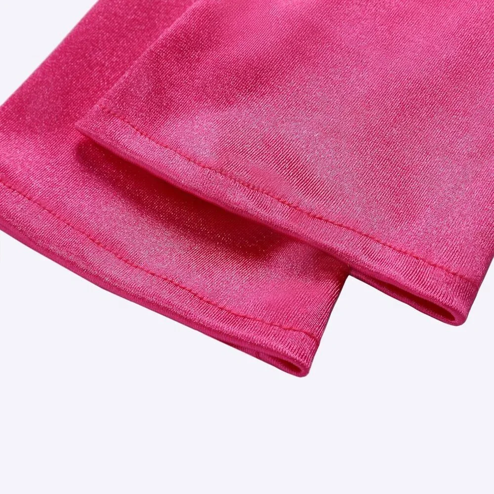 Women's Rose Red Vintage Satin Long Gloves Party Costume Stretchy Elbow Length
